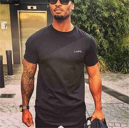 Men's T-Shirts 2 Colours Mens Gym Workout Slim Fit Short Sleeve T-Shirt Quick Dry Crew Neck Athletic dents Boys Running Training Fitness Tee J230526