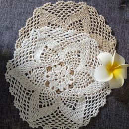 Table Mats Modern Lace Cotton Place Mat Dish Round Pad Cloth Crochet Dinner Placemat Cup Mug Tea Handmade Drink Doily Kitchen