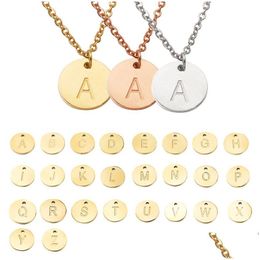 Pendant Necklaces Selling 26 Letters Initial For Women Stainless Steel Name Coin Letter Necklace Friends Family Alphabet Party Jewel Dhxli