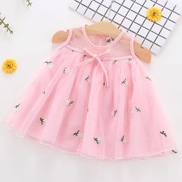 Girl Dresses Summer Wedding Dress Mesh Sleeveless Birthday Ball Gown Baby Clothes Flower Toddler Outfit Princess Kid A1094