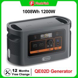 Flashfish 1200W AC Output Portable Power Station 1008Wh Solar Generator LiFePO4 Battery Pack UPS for Home Outdoor Camping RV