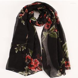 Scarves Luxury Floral Printed Hood Leaves Muslim Spiral Turban Blooming Flowers Thin Light Soft Shawl For Women Daily Wear YR122