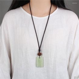 Pendant Necklaces QIANXU National Style Jade Necklace Circle Lucky Jewellery With Chain