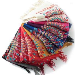 Scarves Winter Scarf Women Vintage Embroidery Thick Warm Cashmere Shawls And Wraps Pashmina Ladies Bandana Echarpe