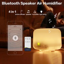 Essential Oils Diffusers Ultrasonic Cool Mist Humidifier Aroma Essential Oil Diffuser 7 Color Night Light with Bluetooth Music Speaker Auto Shut Off 230525