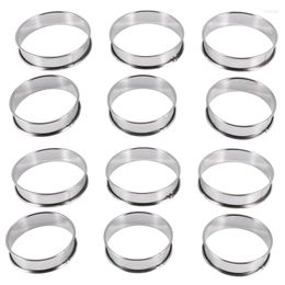 Baking Moulds 12 Pack Double Rolled English Muffin Rings Stainless Steel Crumpet Heat-Resistant Tart