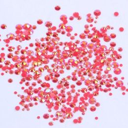 Resin Rhinestones 2mm 3mm 4mm 5mm 6mm Red AB Round Flatback Non Hot Fix Diamonds Appliques For Craft Fabric Wedding Dresses