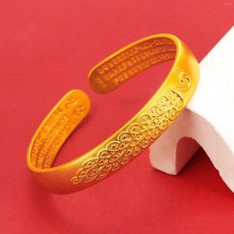 Bangle Classic Fashion Peacock C-shaped Heart Sutra Bracelet Brass Gold Plated Vietnamese Sand Jewellery Pulsera