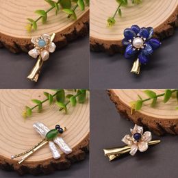 Hair Clips & Barrettes Original Natural Freshwater Pearl Hairpin Couple Engagement Lapis Lazuli Flower Dragonfly Jewellery Exquisite Accessori