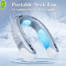 New Portable Neck Fan 5000mAh Usb Rechargeable Bladeless Fan Silence Mini Electric Neckband Wearable Air Conditioner Cooling Fans