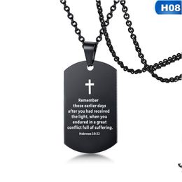 Pendant Necklaces Men Stainless Steel Cross Necklace Bible Verse Prayer Dog Tag Serenity Christian Jewellery Drop Delivery Pendants Dhcg1