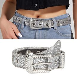 Belts L5YA Cowboy Bling Buckle Belt Full Sequins For Adult