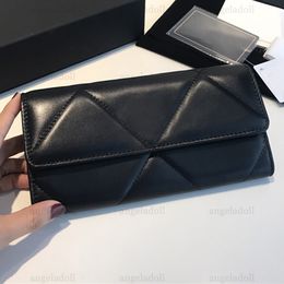 10A Mirror Quality 19.5cm Womens Wallet Real Leather Lambskin Card Holder Black Quilted Coin Purse Lady Credit Card Wallets Luxury Designers Fashion Box Bags