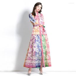 Casual Dresses AIMEILI Women Spring Elegant Dress Festa High Quality Long Cocktail Party Robe Vintage Lantern Sleeve Designer A-Line