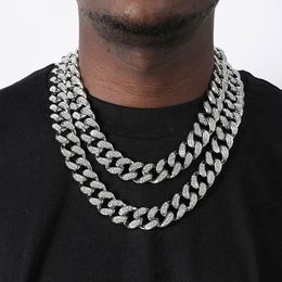 Mens Miami Cuban Link Chain 18k White Gold Plated 20MM Curb Necklace/Bracelet