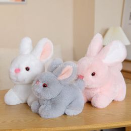 15cm Real Life Fluffy White Grey Black Rabbit Plush Toy Lifelike Bunny Doll Soft Stuffed Animal Pendant Key Chain Birthday Gift for Children Kids