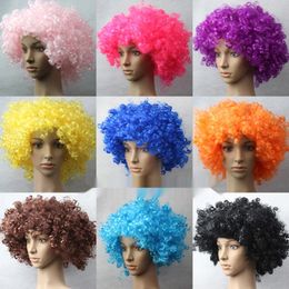 Afro Wigs, Round Curly Wig Carnival Children Adult Explosion Hair Hat Children's Day Party Accessories Fluffy Funny Clown Fans Headgear