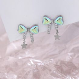 Stud Earrings Fashion Moonstone Heart Bowknot For Women Zircon Star Earring Party Femme Jewellery