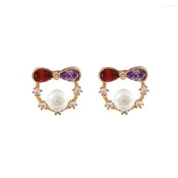 Dangle Earrings LANFLORA Trendy Bowknot Women Zircon Pearl Copper Alloy Classic Bulk Wholesale