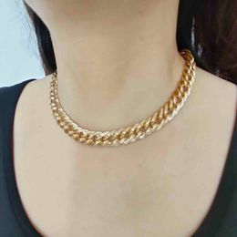 Cuban Link Chain Choker Necklace for Women Girls y2k Aesthetic Gold Silver Curb Chains Necklaces Hip Hop Punk Rock Grunge Birthday Jewellery Accessories Wholesale