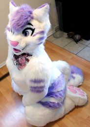 Purple Husky Dog Fox Fursuit Fur Role-playing Mascot Costume Party Large-scale Event Performance Costume