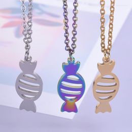 Pendant Necklaces 1PC/LOT Colorful Candy Charm Stainless Steel Chains Necklace Jewelry For Women Trending Products Holiday Christmas Gifts