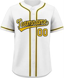 Jersey de beisebol personalizada Personalizada Hand Borderyy Jerseys Homens Mulheres Juventude Qualquer Nome Qualquer Número de Graus Mistosos Misturados Branco com ouro 0526003