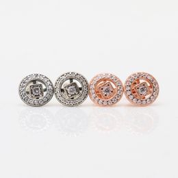 New Fasgion 18K Rose gold Vintage Allure Earrings Doreilles 925 Sterling Silver CZ Diamond Women Girls Gift Stud Earring Set