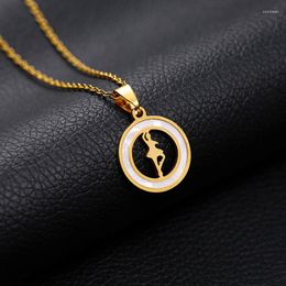 Pendant Necklaces Fashion Dancing Ballerina Dancer Ballet Dance Necklace Charm Stainless Steel Girls Christmas Valentine's Day Gift