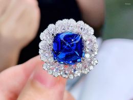 Cluster Rings HJY Tanzanite Ring Pure 18K Gold Natural Gemstones 11.16ct Diamonds Female Anniversary Gift Fine
