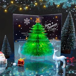 Greeting Cards 3D Christmas Gift With Envelope Tree Design Up Card For Friend Family Birthday Xmas Decoration