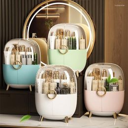 Storage Boxes Light Luxury Modern Desktop Dustproof Cosmetics Box Vanity Bathroom Skincare Lipstick Makeup Brush Jewellery