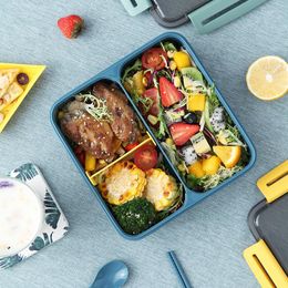 Dinnerware Sets Ins Style Eco-friendly Material Lunch Box BPA Free Bento Microwave Fruit Salad Container With Cutlery