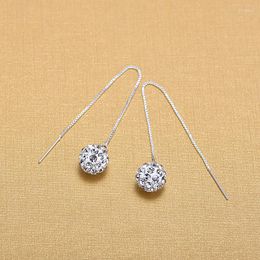 Dangle Earrings Silver Color Fashion Ear Line Crystal Round Ball For Women Jewelry