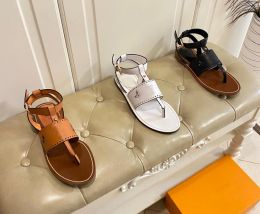 2023 New Luxury Designer Sandals Slides White Perforated Calf Leather Wide Strap Engraved Buckle Slippers fashion versatile