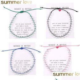 Beaded 4 Ocean Natural Stone Transparent Beads Bracelet Women Rope Friendship Boho Beach Jewellery Handmade Wish Gifts Drop Delivery Br Dhzki