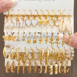 ZOVOLI Butterfly Twist Hoop Earrings Set Heart Hollow Dangle Earrings for Women Metal Gold Colour Stud Earrings Trendy Jewellery