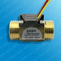 Pure Brass Hall Effect Water Flow Sensor Meter Counter Indicator Flowmeter 1-30L/min G1/2 Male Thread