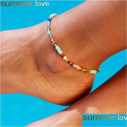 Anklets Summer Crystal Beads For Women Female Sandals Foot Jewellery Mti Colour Ankle Bracelets Leg Chain Drop Delivery Dhppa