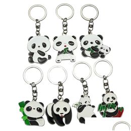 Keychains Lanyards Personalised Panda Cartoon Keychain Pendant Souvenir Gift Key Chain Keyring Drop Delivery Fashion Accessories Dhs7M