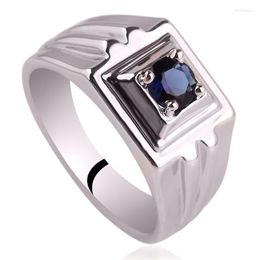 Cluster Rings Rhodium Plated Men Genuine Sterling Silver Ring With 5.0mm Solitary Stone Party Wear Jewelry Size 10 To 13 R506