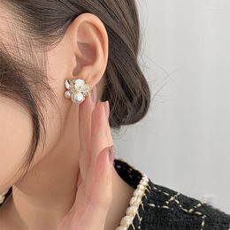 Stud Earrings 2023 Shell Shape Flower For Women Korean Elegant Imitation Pearl Earring Party Jewellery Girl Accessories