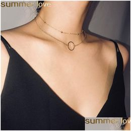 Chokers Fashion Dainty Choker Circle Gold Chain Necklace For Women Charm Drop Delivery Jewellery Necklaces Pendants Dhwf0