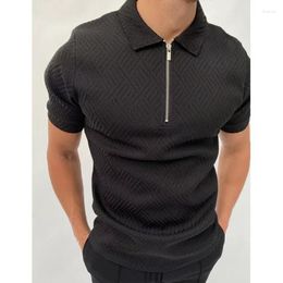 Mens Polos 2023 Summer Lapel Polo Shirt Mens Short-sleeved T-shirt Casual Tight Top Clothingduanxiug