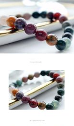 Link Bracelets Wholesale 1pcs Natural Agate Bracelet 6mm 8mm 10mm 12mm Round Gemstone Jewellery Beads 18.5cm