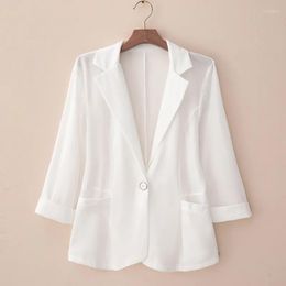 Women's Suits Spring Summer Fashion Casual Women Suit Jacket 2023 Three Quarter Sleeves Slim Mesh Thin Office Ladies Blazer Jackets