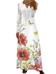 Elegant Floral Midi Dresses For Women Summer Casual Slim Pink Slit Holiday Beach Dress Fashion V Neck A-line New In Dresses