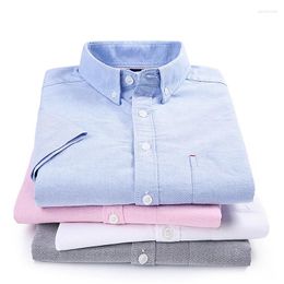 Men's Casual Shirts 2023 Spring And Summer Short-sleeved Shirt Modis Simple Cotton Solid Color Oxford More Sizes S-4XL