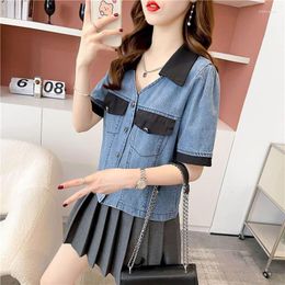 Women's Blouses Oversized Denim Shirts And Women Loose Casual Half Sleeve Blouse Vintage Summer Tops Clothes For Shirt