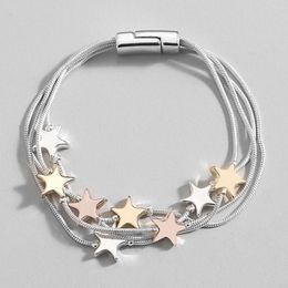 Link Bracelets AENSOA Fashion Personality Silver Plated Charms Bracelet For Women Copper Alloy Magnetic Buckle Bangles Trendy Jewellery